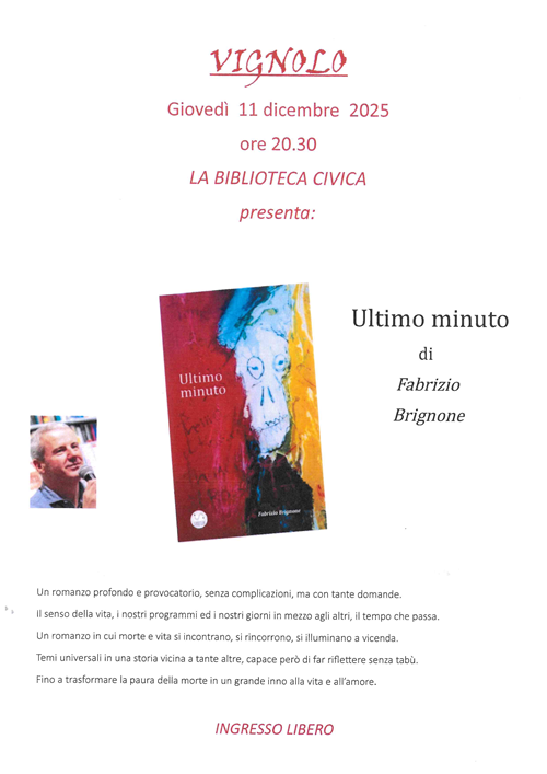 La biblioteca civica presenta Ultimo Minuto di Fabrizio Brignone